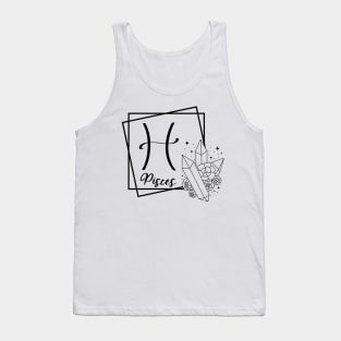 Pisces Zodiac Sign Floral Crystal Design Tank Top